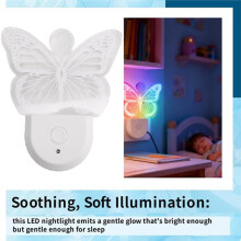 Butterfly Night Light Plug-in Wall Color Changing Nursery Night Lamp for Nursery Decor and Birthday Gifts B US Plug