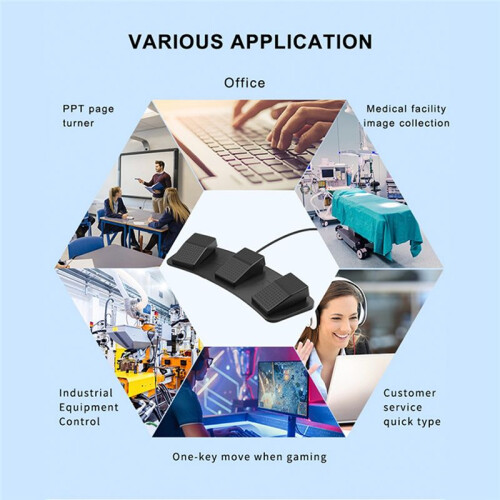USB Triple Foot Switcher Controller Key Customized Keyboard Gaming Multimedia Action Pedal for Computer 1