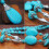 Conjunto de colar e brincos turquesa estilo vintage gótico 6