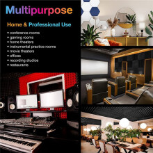 12PCS Acoustic Foam Panels Soundproof Foam Wall Panels Studio Sound Proof Foam Soundproofing Wall KTV Room-Black