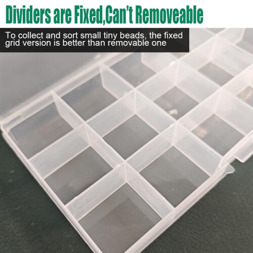 Boîte de rangement transparente en plastique à 4 compartiments et 15 grilles, avec séparateurs fixes, idéale pour les petits objets 2