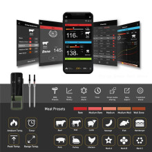 Kabelloses Lebensmittel-Fleischthermometer, Intelligentes Digitales -Grillthermometer für Küche, Backofen, Grill mit 2 Sonden