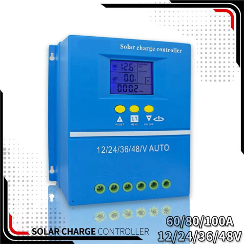 Solar Charge Controller 100A for 12V 24V 36V 48V Battery Systems, Multi-Battery Type Support, LCD Display 1