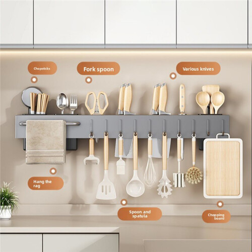 Suction Dish Rack Organizer - ABS Plastic Multi-Hook Kitchen Utensil Holder with Mobile Stand for Pots Pans Spatulas 2
