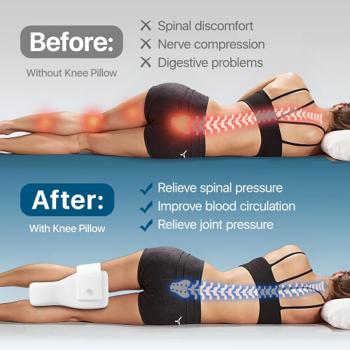 Knee Pillow for Side Sleepers – Memory Foam, Adjustable Strap, Spine Alignment, Sciatica & Joint Relief, Compatible with All Beds 1