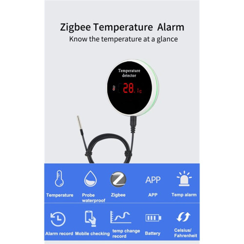 ZigBee Temperature Sensor Alarm Digital Ambient Thermometer Tuya  Life App Remote Control Home Automation EU PLUG 1