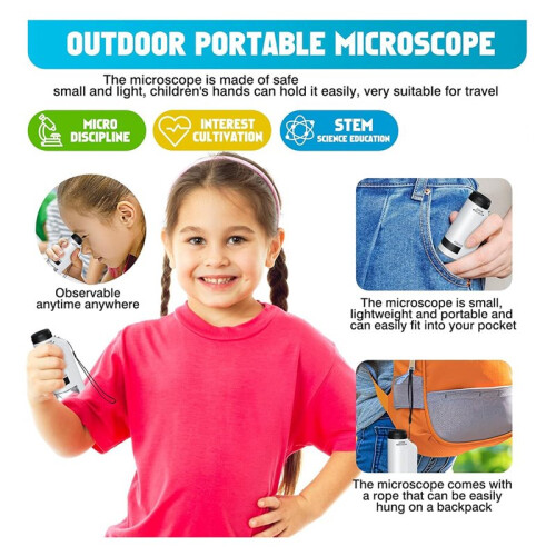Portable Microscope for Kids  60x-180x,Handheld  Microscope STEM & Science Toys,LED Pocket Little Scientist 1