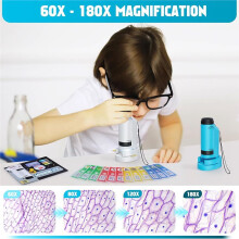 Portable Microscope for Kids 60x-180x,Handheld Microscope STEM & Science Toys,LED Pocket Little Scientist