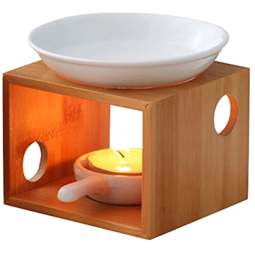 1pc Essential Bamboo Aromatic,Essential Oil Burner Diffuser,Tea Light Candle Holder Aromatherapy Oil Warmer 1