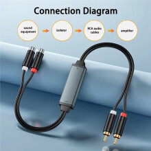 AV100C for RCA Gold Plated Connector, Audio Isolator, Public Ground Noise Filter 3.5mm, Car Audio Home Stereo