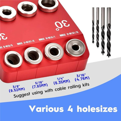 Multi Angle Drill Guide Jig 30 45 90 Degree with 4 Drill Bits,Portable Drill Guide for Straight Hole and Angle Hole 1