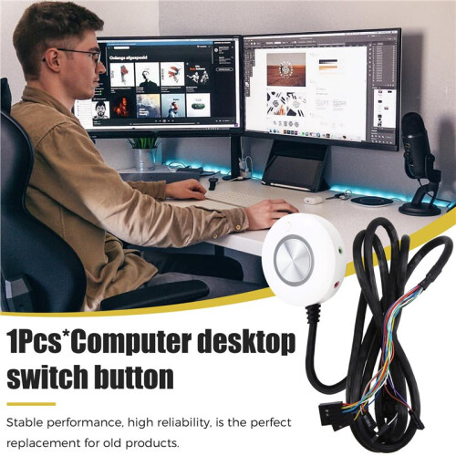 Computer Desktop  Button with Dual USB Audio Desktop Host External Boot Button Adhesive . 2
