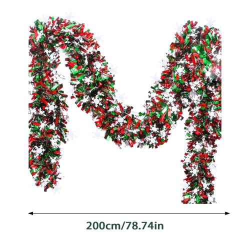 Metallic Tinsel Garland with Snowflakes 2m 2