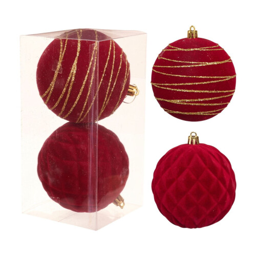 Christmas Tree Ornament Set Brown Flock Balls 10cm 2 pcs 1