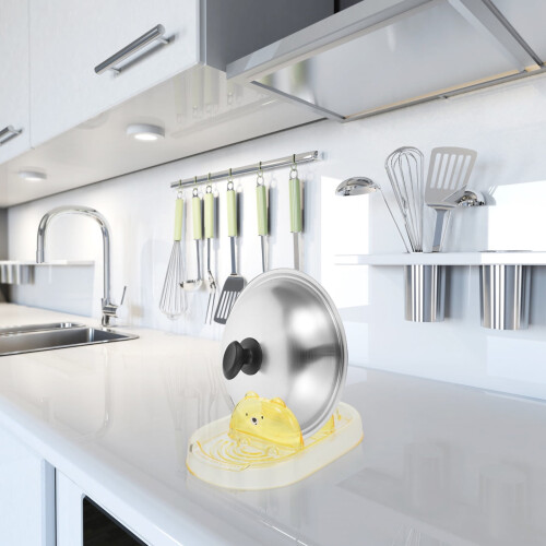 Homoyoyo Pot Lid Holder Multi-Function Yellow Kitchen Utensil Organizer 2
