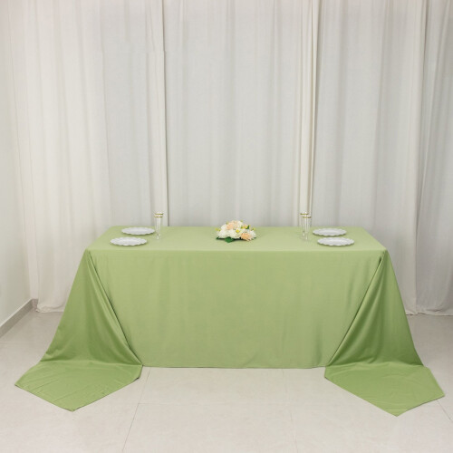 Sage Green Scuba Polyester Rectangle Tablecloth 90 x 156 in 1