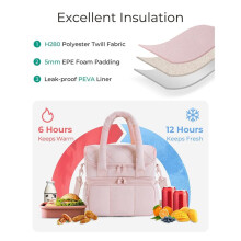 Insulated Lunch Bag for Women, Double Deck, Leakproof, Large Capacity Lunch Box for Work, Travel, Picnic