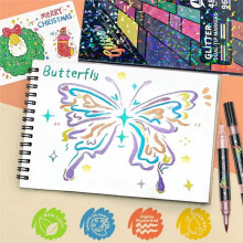 Glitter Effect Brush Markers for Doodle Writing, Dual Tip Dual Color Shimmer 24 Colors
