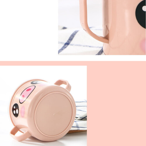Bol bébé en acier inoxydable avec couvercle rose 1