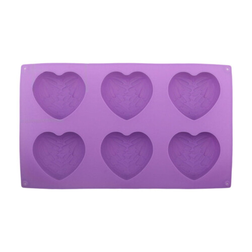 Forma de silicone antiaderente em formato de coração roxo, 29,2 x 17,3 cm (11,5 x 6,8 polegadas). 1