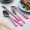 Stainless Steel Flatware Set Purple-Red Black 20-Piece 8