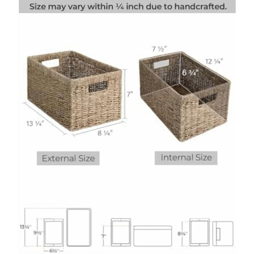 Medium Wicker Storage Basket with Handles, 2-Pack 1