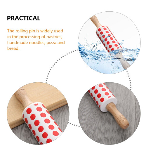 Rolling Pin Red 2Pcs 9.25x1.65in 1