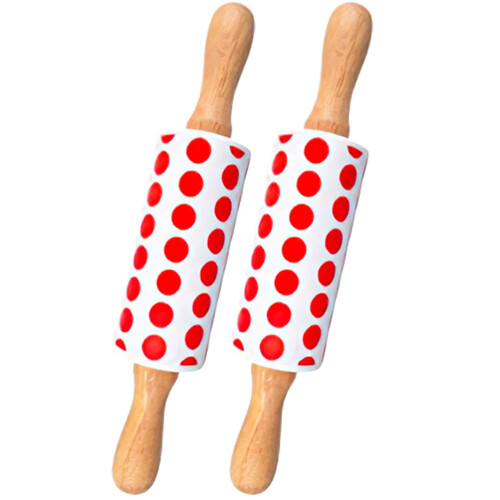Rolling Pin Red 2Pcs 9.25x1.65in 2
