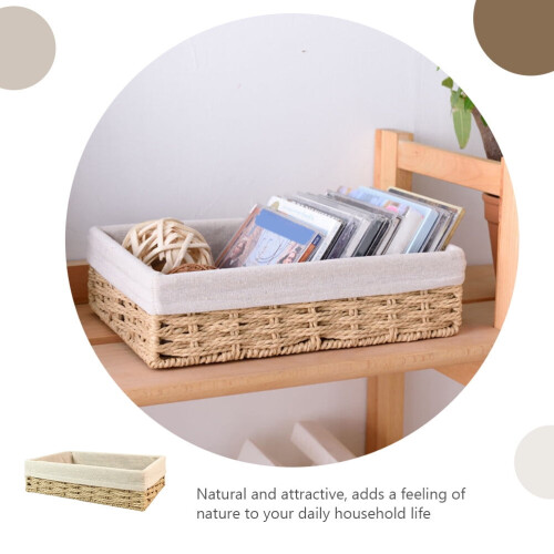 Natural Paper Storage Basket with Removable Fabric Liner 1
