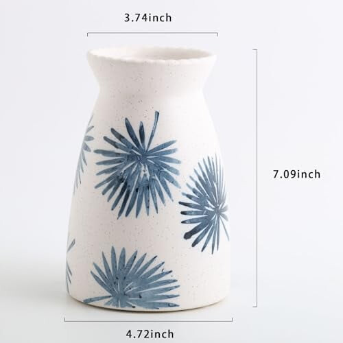 Off-White Ceramic Flower Vase 7" H 1
