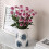 Off-White Ceramic Flower Vase 7" H 3