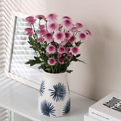 Off-White Ceramic Flower Vase 7" H 2
