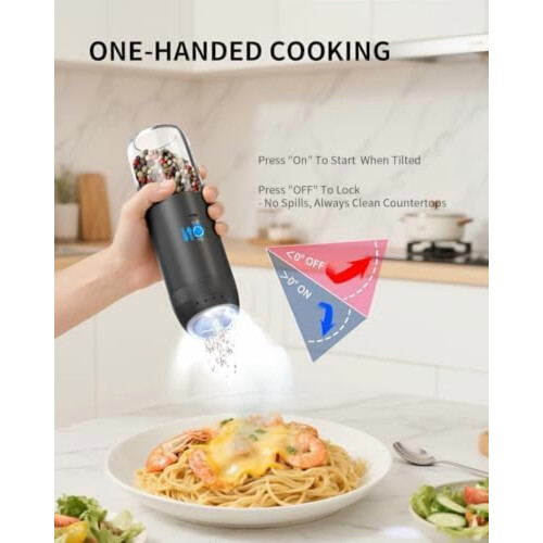 Conjunto de moedor elétrico de sal e pimenta recarregável 176ml 2