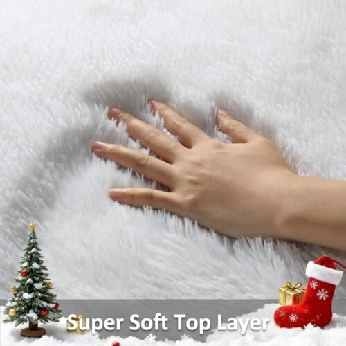 5x8 ft White Shaggy Area Rug, Ultra-Soft Polyester 1