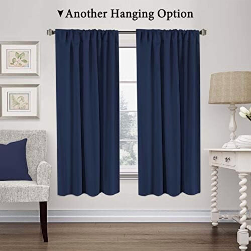 Blackout Tie-Up Curtain Panel 42"W x 63"L Navy 2