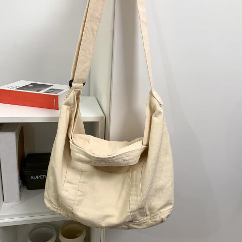 Γυναικεία τσάντα tote από καμβά με τσέπες 1 τεμ. 2