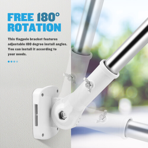 Adjustable Outdoor Flag Pole with Mounting Bracket Set 2