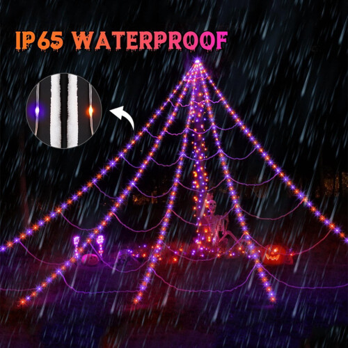 Φώτα LED σε σχήμα ιστού αράχνης 16,4x15,7ft, 135 LED, 8 λειτουργίες, αδιάβροχο IP65, 2