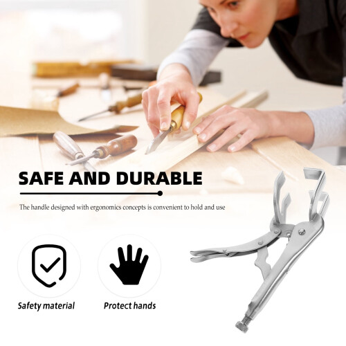 ETEREAUTY Adjustable Clamp Welding Locking U-shaped Welding Clamp Silver 1 Set 2