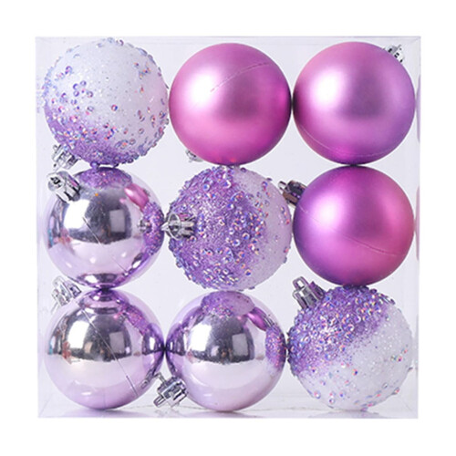 Shatterproof Christmas Ornament Set Purple 9 pcs 1