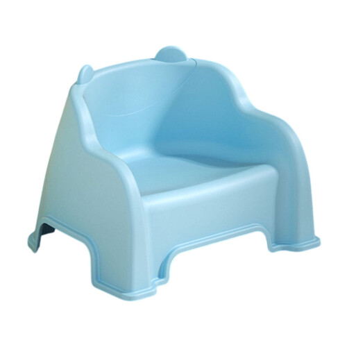 Kids Backrest Stool, Stackable Plastic Seat, Blue 1