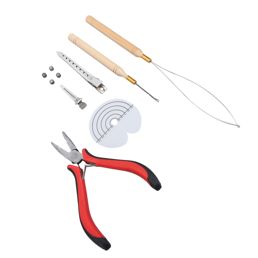 Unisex Hair Extension Tool Kit Silicone Rings Micro Link Pliers Pulling Hook Needles