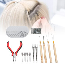 Kit de herramientas para extensiones de cabello: pinzas, enhebrador de aguja