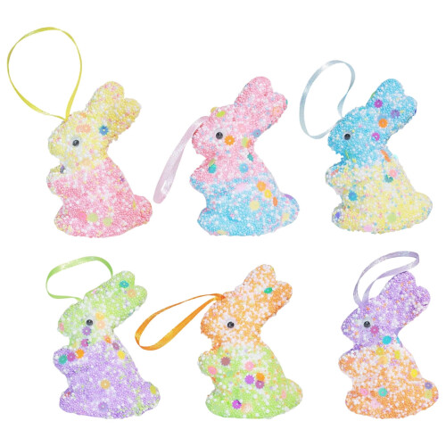 Easter Bunny Ornaments 6-Piece Foam Hanging Decor 1
