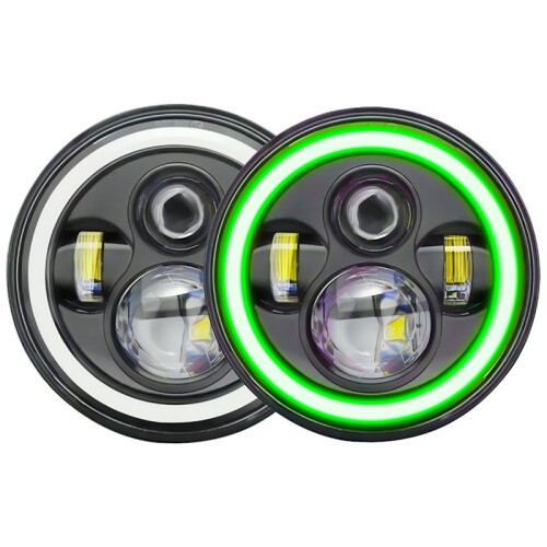 Farol LED Halo de 7 Polegadas com Feixe Alto/Baixo com Luz de SinalizaçãO ÂMbar DRL Verde para   JK TJ CJ (Verde)