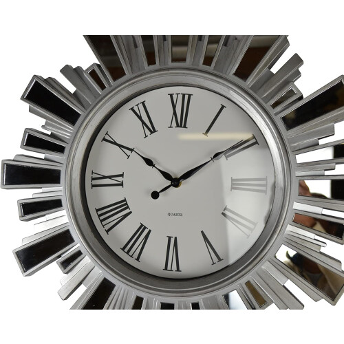19" Inch Silver and Mirror Starburst Wall Clock 2