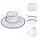 Dinnerware Set White Blue 1 Person 6