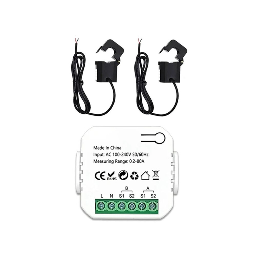 Zigbee 2 Channel Meter Bidirectional With Current Sensor Tuya Monitor Power 80A 110V/240V Gateway Required 4711893151750