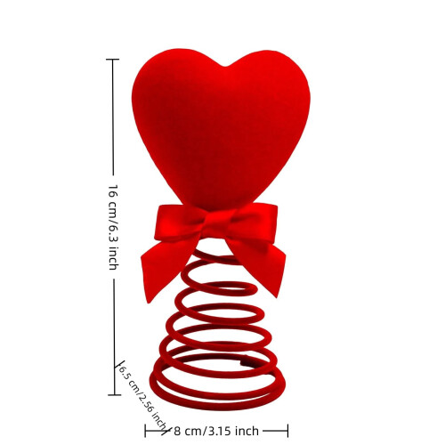 Flocked Velvet Heart Tree Topper Red 1 Pack 2