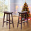 Tabourets de bar à structure en bois, marron (lot de 2) 3